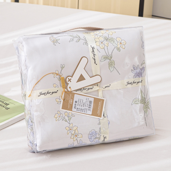 91家纺网 家纺一手货源 找家纺 雅慕家居   2025新款针织棉双层纱四件套 铃兰