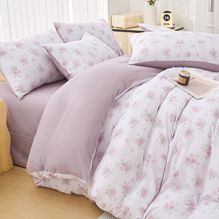 91家纺网 家纺一手货源 找家纺 雅慕家居   2025新款针织棉双层纱四件套 西塘