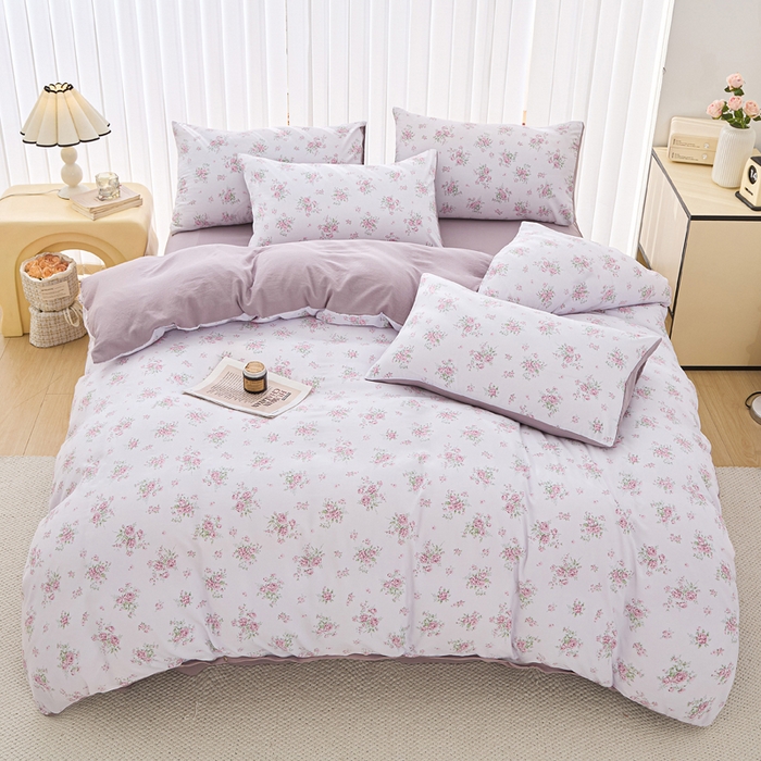 91家纺网 家纺一手货源 找家纺 雅慕家居   2025新款针织棉双层纱四件套 西塘