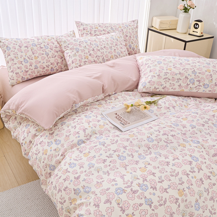 91家纺网 家纺一手货源 找家纺 雅慕家居   2025新款针织棉双层纱四件套 梦幻巴黎