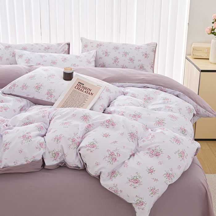 91家纺网 家纺一手货源 找家纺 雅慕家居   2025新款针织棉双层纱四件套 西塘