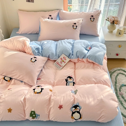 91家纺网 家纺一手货源 找家纺 （总）优卡迪家纺馆 2025新款A类亲肤水洗棉毛巾绣四件套（下载文件夹包含买家秀）