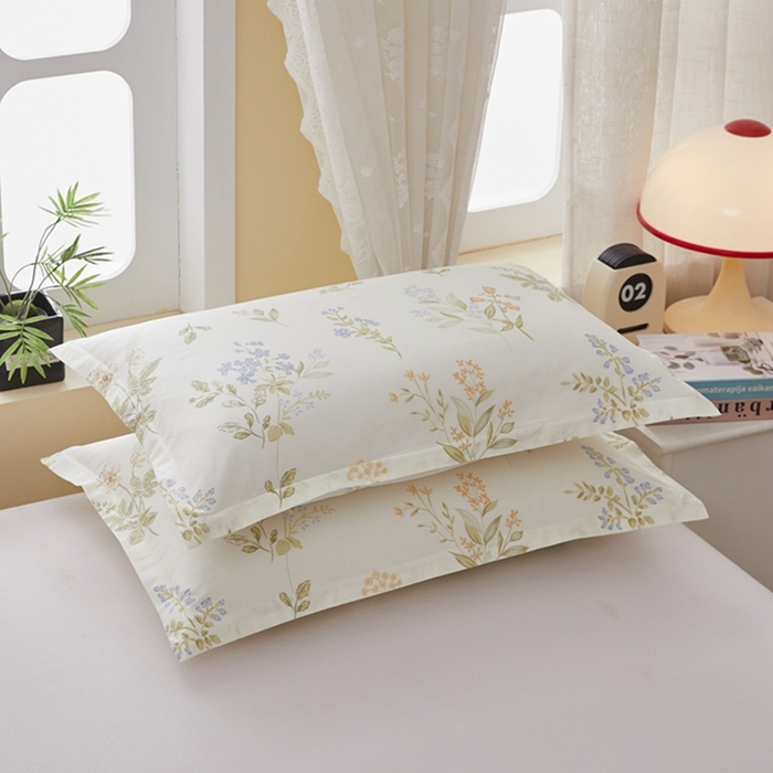 91家纺网 家纺一手货源 找家纺  翎盈家纺   2025新款ins风小清新纯棉印花枕套 沁园春