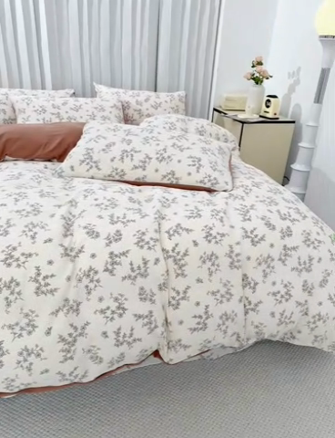 91家纺网 家纺一手货源 找家纺 雅慕家居   2025新款针织棉双层纱四件套 如约