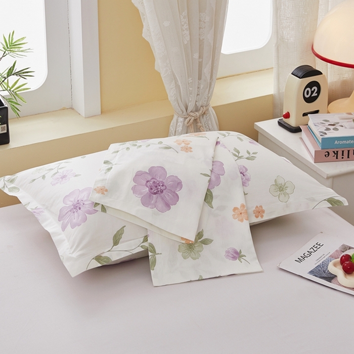 91家纺网 家纺一手货源 找家纺  翎盈家纺   2025新款ins风小清新纯棉印花枕套 蜜语花开