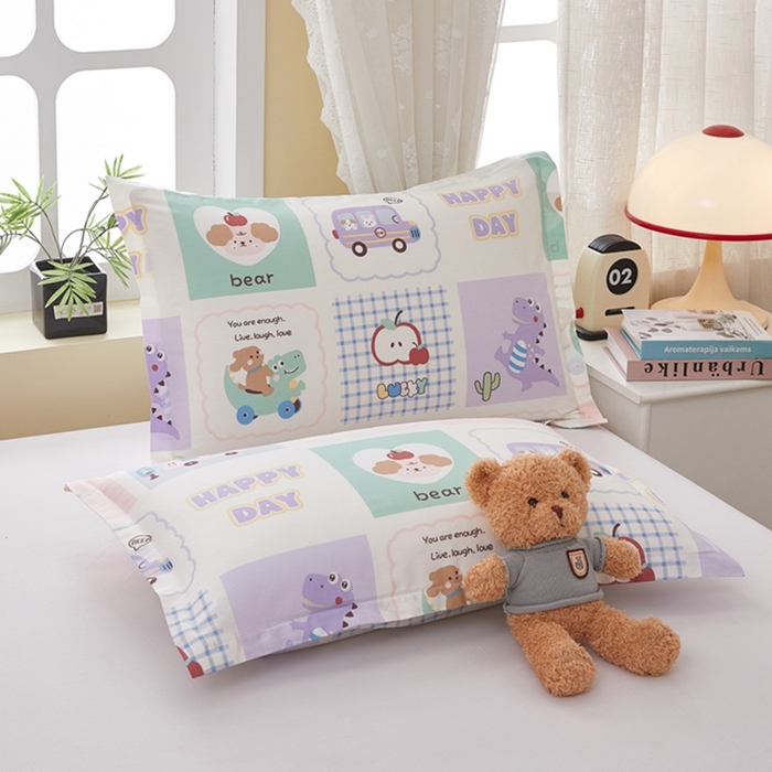 91家纺网 家纺一手货源 找家纺  翎盈家纺   2025新款ins风小清新纯棉印花枕套 快乐旅行