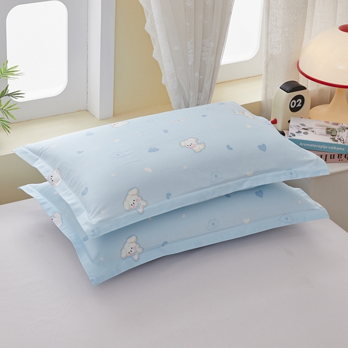 91家纺网 家纺一手货源 找家纺  翎盈家纺   2025新款ins风小清新纯棉印花枕套 哈基米