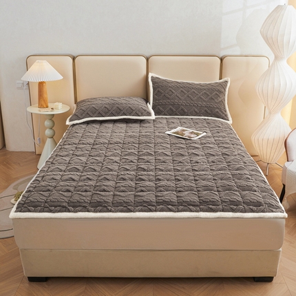 买家秀 爆款不断货）A类母婴级舒棉绒牛奶绒床垫子雪花绒床垫子床褥子塔肤绒床垫褥子多功能床垫软垫床单款 奇幻-绅士灰