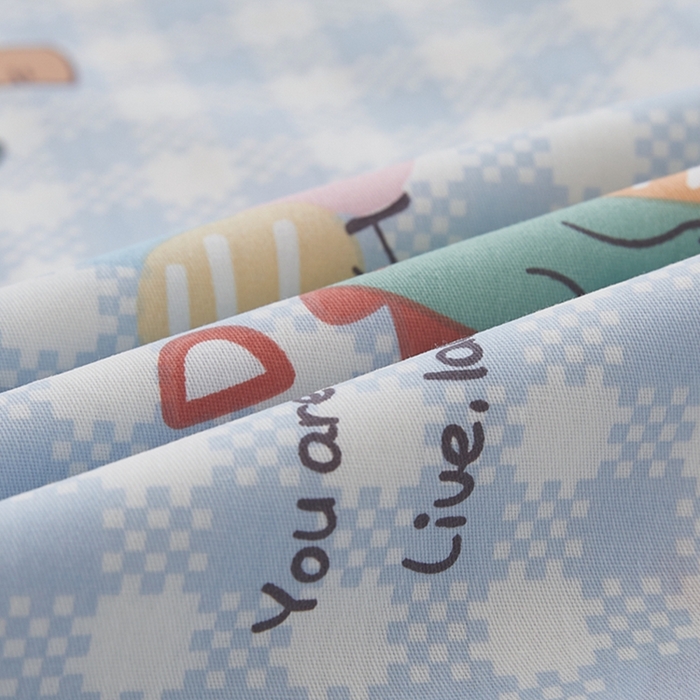 91家纺网 家纺一手货源 找家纺  翎盈家纺   2025新款ins风小清新纯棉印花枕套 大眼恐龙-蓝