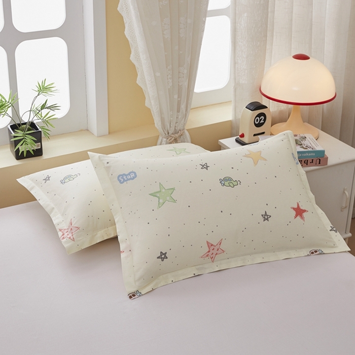 91家纺网 家纺一手货源 找家纺  翎盈家纺   2025新款ins风小清新纯棉印花枕套 天使之星