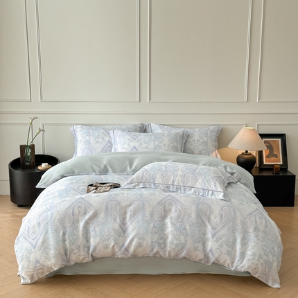 启航家居 2025春夏新款莱赛尔天丝数码印花四件套 梦境之翼兰