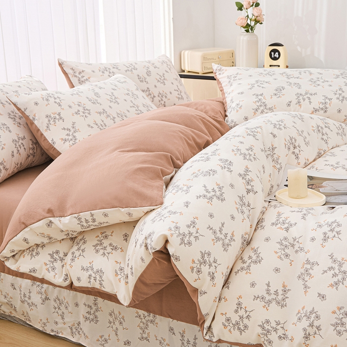 91家纺网 家纺一手货源 找家纺 雅慕家居   2025新款针织棉双层纱四件套 普罗旺斯