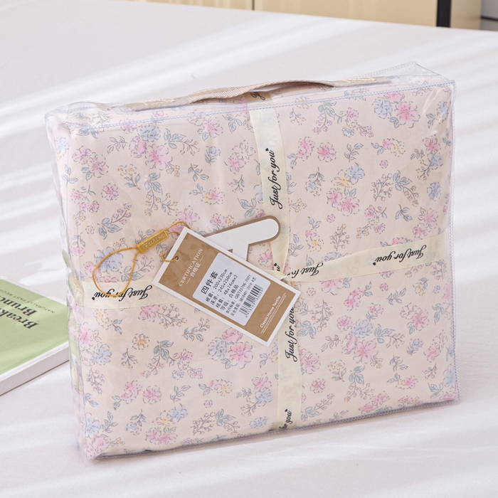 91家纺网 家纺一手货源 找家纺 雅慕家居   2025新款针织棉双层纱四件套 花海