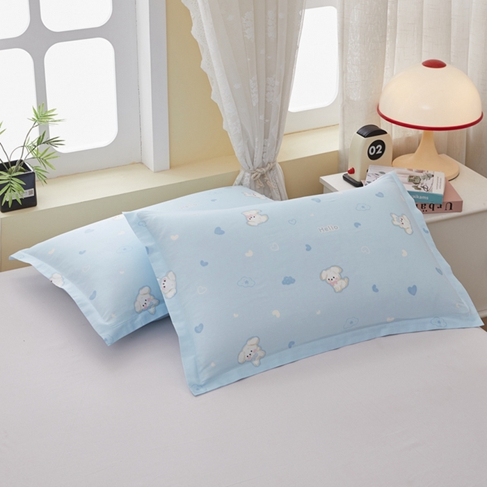 91家纺网 家纺一手货源 找家纺  翎盈家纺   2025新款ins风小清新纯棉印花枕套 哈基米