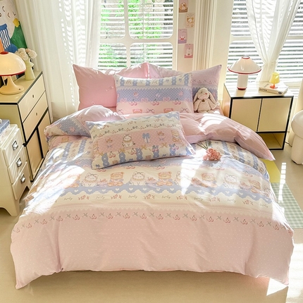 91家纺网 家纺一手货源 找家纺 秋艳家纺 2025新款全棉印花四件套 梦乐城