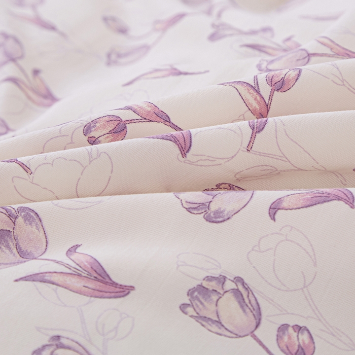 91家纺网 家纺一手货源 找家纺 雅慕家居   2025新款针织棉双层纱四件套 紫色郁金香