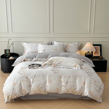 91家纺网 家纺一手货源 找家纺 （总）启航家居 2025春夏新款莱赛尔天丝数码印花四件套