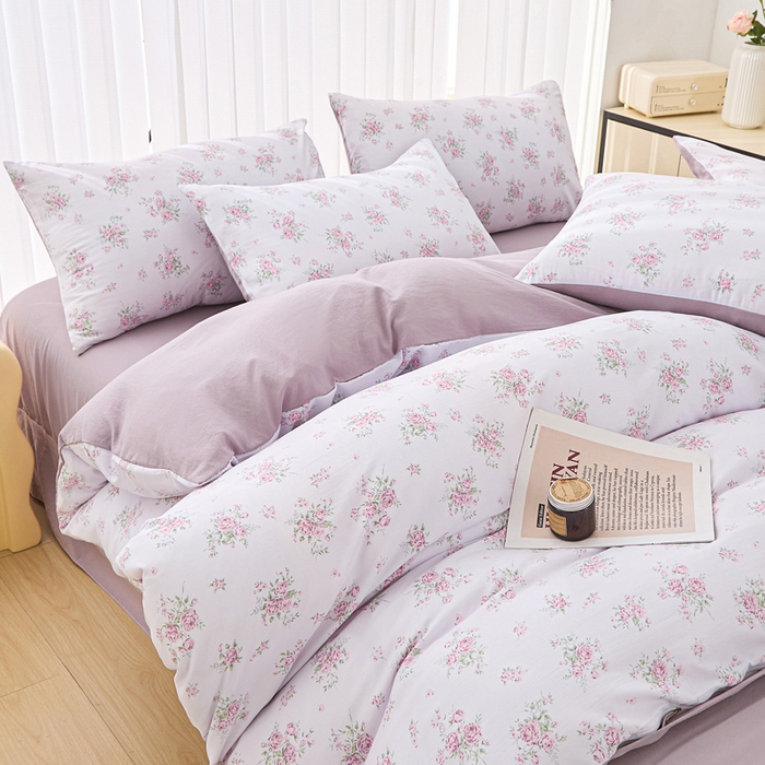 91家纺网 家纺一手货源 找家纺 雅慕家居   2025新款针织棉双层纱四件套 西塘