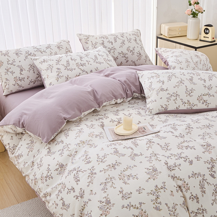 91家纺网 家纺一手货源 找家纺 雅慕家居   2025新款针织棉双层纱四件套 莱茵