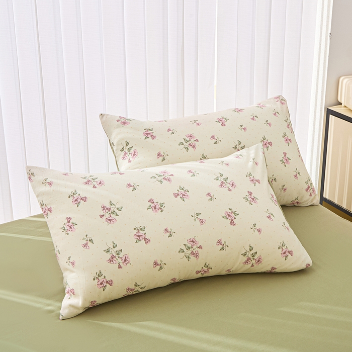 91家纺网 家纺一手货源 找家纺 雅慕家居   2025新款针织棉双层纱四件套 甜蜜蜜