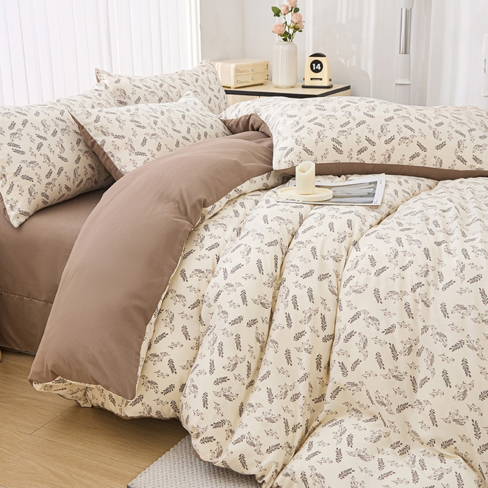 91家纺网 家纺一手货源 找家纺 雅慕家居   2025新款针织棉双层纱四件套 如约