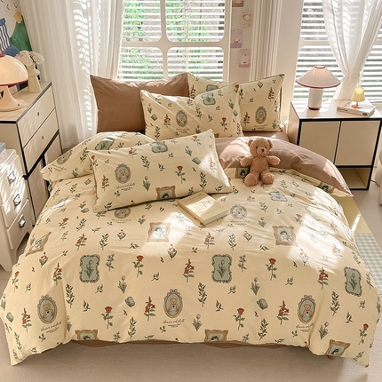 91家纺网 家纺一手货源 找家纺 秋艳家纺 2025新款全棉印花四件套 庄园