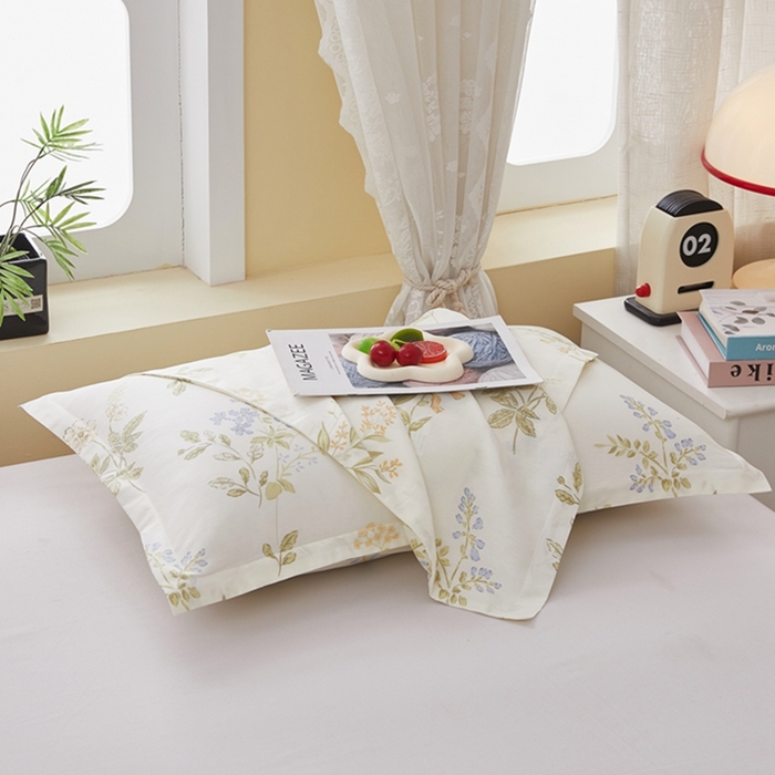 91家纺网 家纺一手货源 找家纺  翎盈家纺   2025新款ins风小清新纯棉印花枕套 沁园春