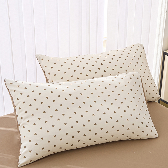 91家纺网 家纺一手货源 找家纺 雅慕家居   2025新款针织棉双层纱四件套 多点爱心