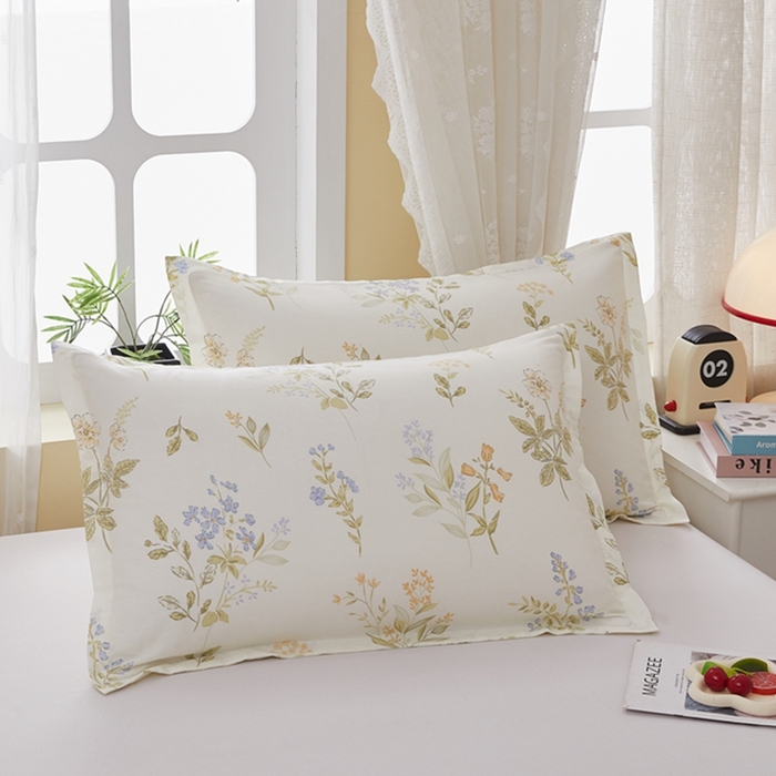 91家纺网 家纺一手货源 找家纺  翎盈家纺   2025新款ins风小清新纯棉印花枕套 沁园春