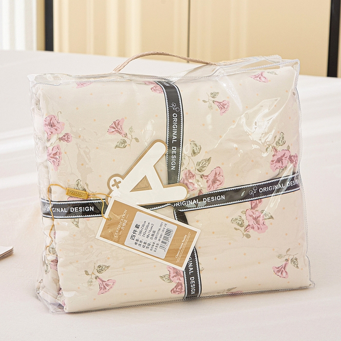 91家纺网 家纺一手货源 找家纺 雅慕家居   2025新款针织棉双层纱四件套 甜蜜蜜