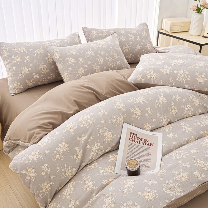 91家纺网 家纺一手货源 找家纺 雅慕家居   2025新款针织棉双层纱四件套 海棠