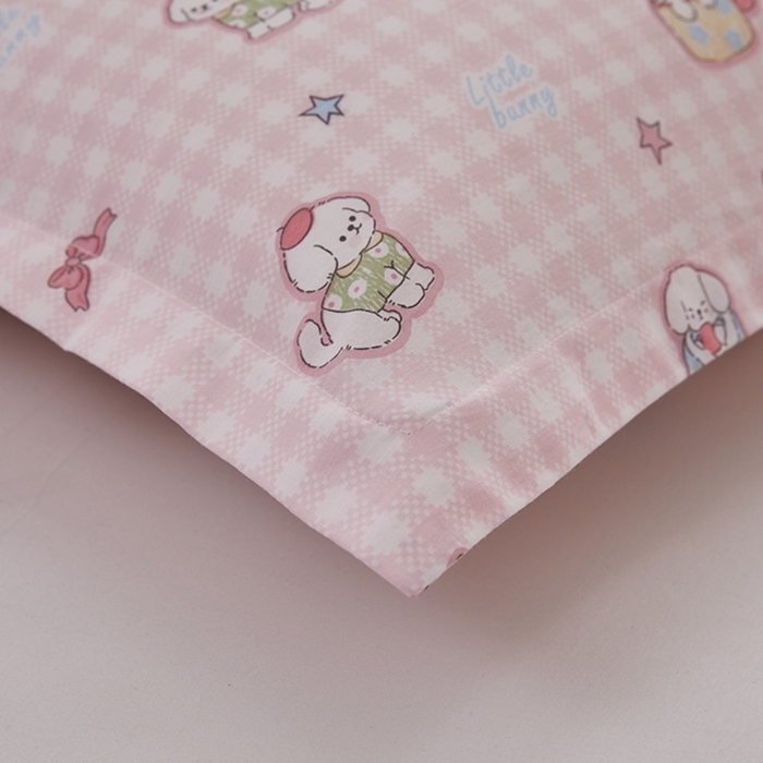 91家纺网 家纺一手货源 找家纺  翎盈家纺   2025新款ins风小清新纯棉印花枕套 可爱家族