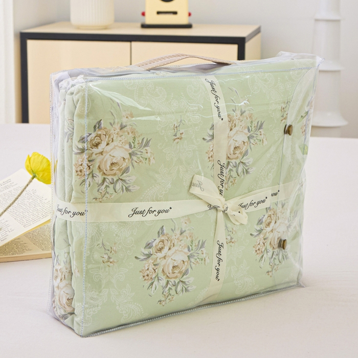 91家纺网 家纺一手货源 找家纺 雅慕家居   2025新款针织棉双层纱四件套 初春