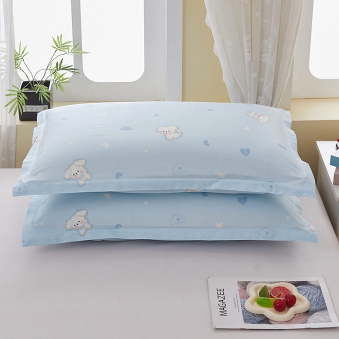 91家纺网 家纺一手货源 找家纺  翎盈家纺   2025新款ins风小清新纯棉印花枕套 哈基米