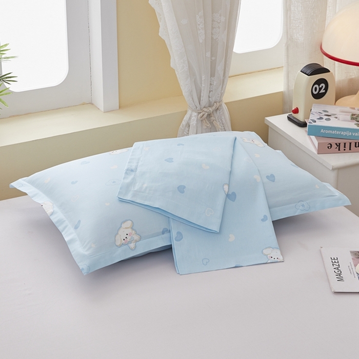 91家纺网 家纺一手货源 找家纺  翎盈家纺   2025新款ins风小清新纯棉印花枕套 哈基米