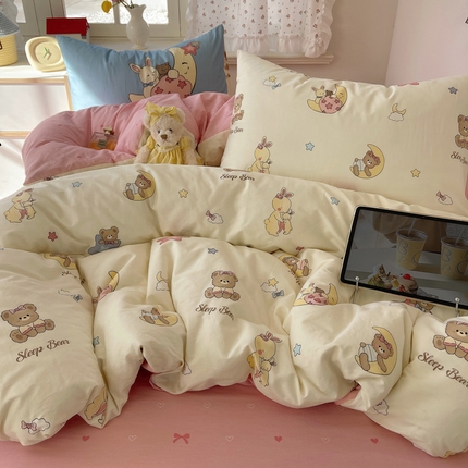 91家纺网 家纺一手货源 找家纺 （总）六巷胡同 2025新款INS卡通童趣混搭风全棉四件套第二系
