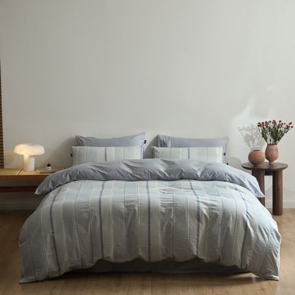 91家纺网 家纺一手货源 找家纺 （总）格里芬家纺 2025新款全棉色织水洗棉针刺纯棉四件套-瑞拉