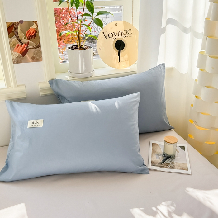 91家纺网 家纺一手货源 找家纺 眠博士 2025新款全棉40支纯色单枕套 40支枕套-浅蓝
