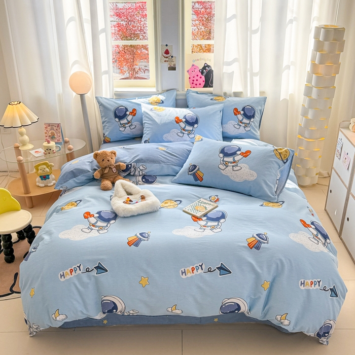 91家纺网 家纺一手货源 找家纺 简宜家居（朝初家纺） 2025新款40支13070纯棉四件套 太空奇遇