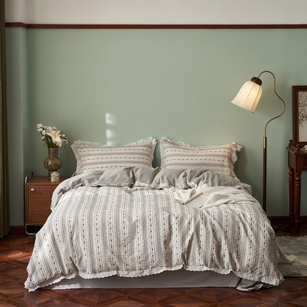 简家居 2025新款60支色织空气棉四件套-花雾-花缦 花雾