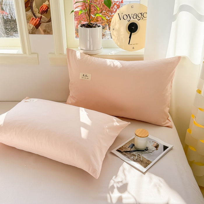 91家纺网 家纺一手货源 找家纺 眠博士 2025新款全棉40支纯色单枕套 40支枕套-浅粉