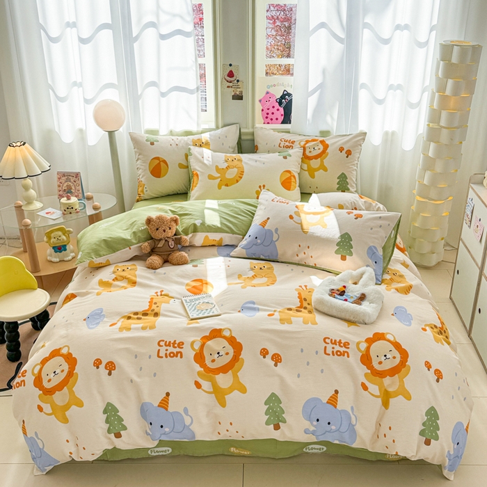 91家纺网 家纺一手货源 找家纺 简宜家居（朝初家纺） 2025新款40支13070纯棉四件套 顽皮动物