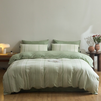 格里芬家纺 2025新款全棉色织水洗棉针刺纯棉四件套-瑞拉 瑞拉-绿