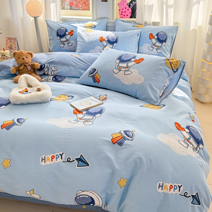 91家纺网 家纺一手货源 找家纺 简宜家居（朝初家纺） 2025新款40支13070纯棉四件套 太空奇遇