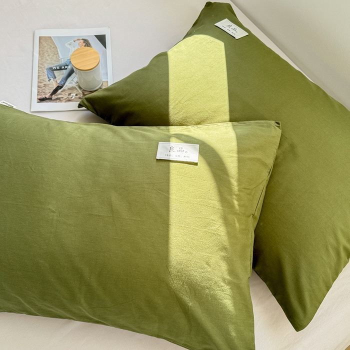 91家纺网 家纺一手货源 找家纺 眠博士 2025新款全棉40支纯色单枕套 40支枕套-军绿