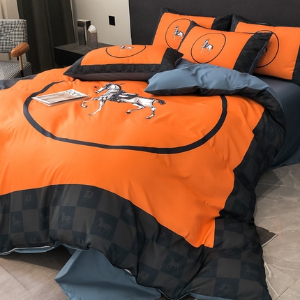 91家纺网 家纺一手货源 找家纺 （买家秀 爆款不断货）新款高克重亲肤棉+13372全棉纯棉四件套全棉纯棉三件套轻奢风四件套直播 轻奢橘马