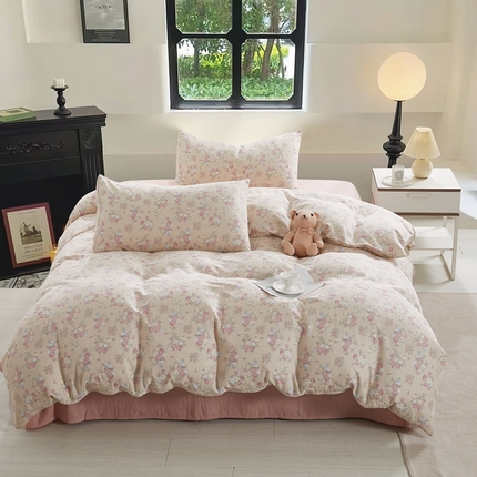 棉小二 2025新款双层纱印花系列四件套 婉茵-黄