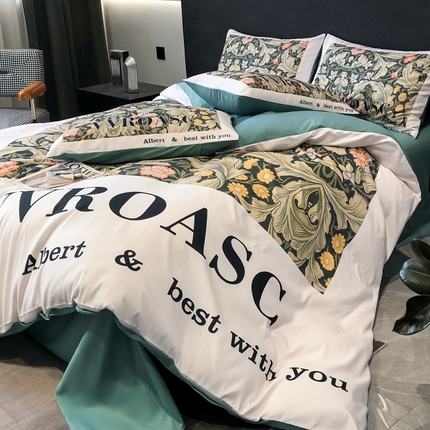 91家纺网 家纺一手货源 找家纺 （买家秀 爆款不断货）新款高克重亲肤棉+13372全棉纯棉四件套全棉纯棉三件套轻奢风四件套直播 轻奢繁花