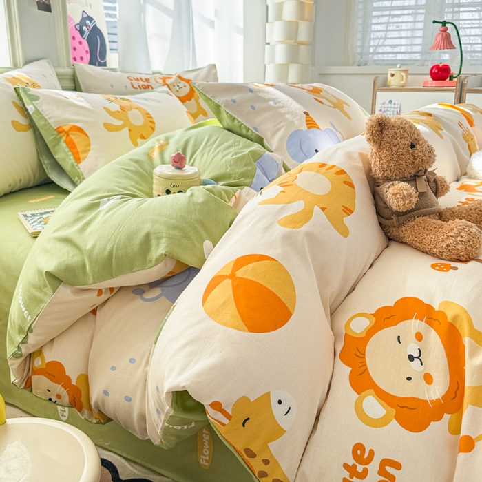 91家纺网 家纺一手货源 找家纺 简宜家居（朝初家纺） 2025新款40支13070纯棉四件套 顽皮动物