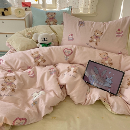 91家纺网 家纺一手货源 找家纺 （总）六巷胡同 2025新款INS卡通童趣混搭风全棉四件套第二系